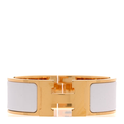Hermes Enamel Wide Clic Clac H Bracelet PM White 1 of 5