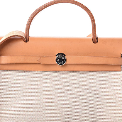 Hermes Toile Vache Calfskin Herbag 30 PM Natural 6 of 8