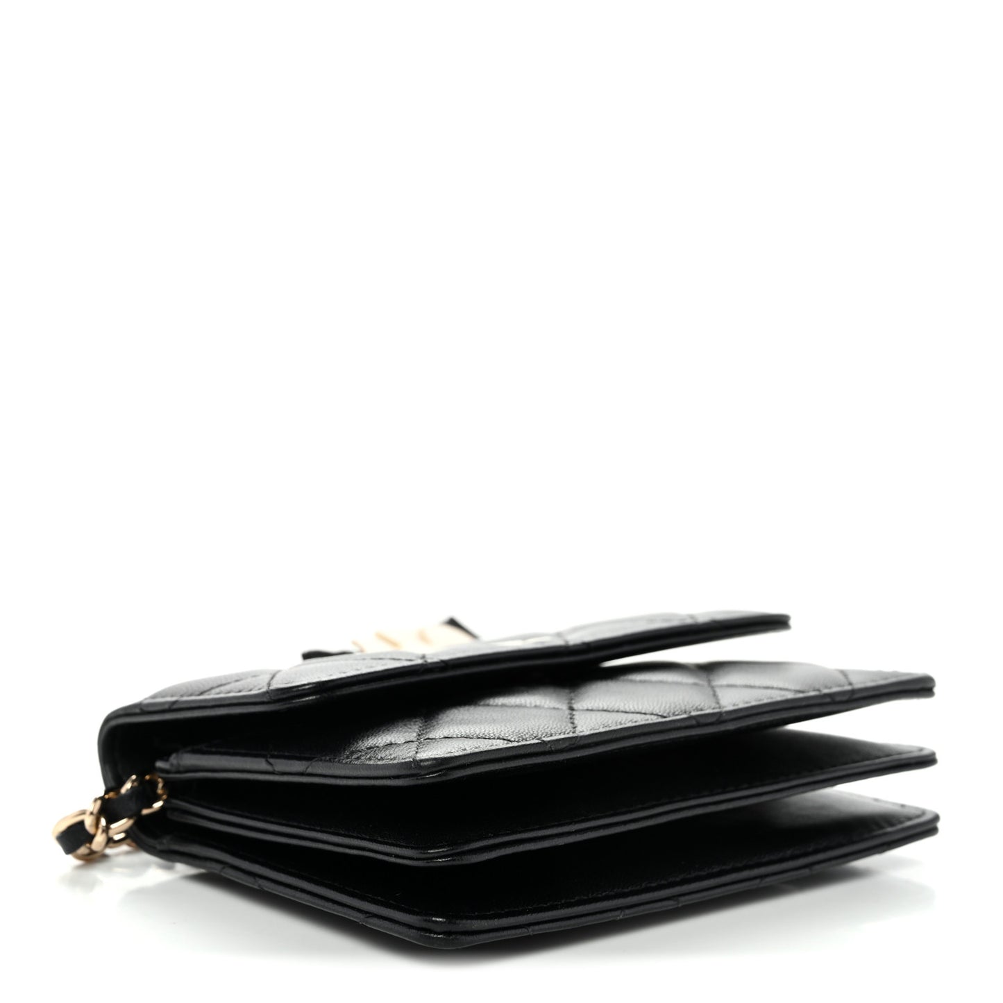 Lambskin Quilted My Chanel Lady Card Holder On Chain Black