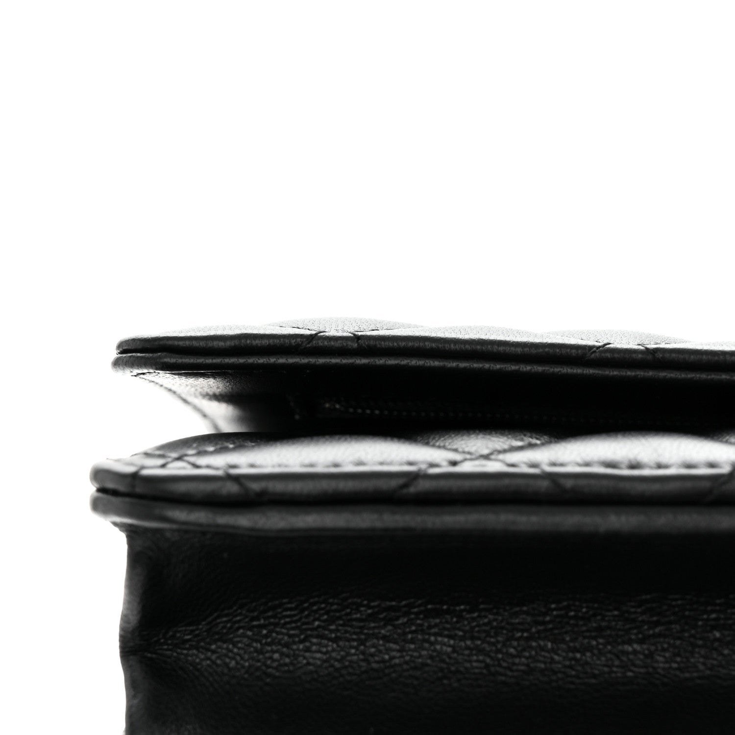 Chanel Lambskin Enamel Quilted Pearl Crush Wallet On Chain WOC Black 12 of 15
