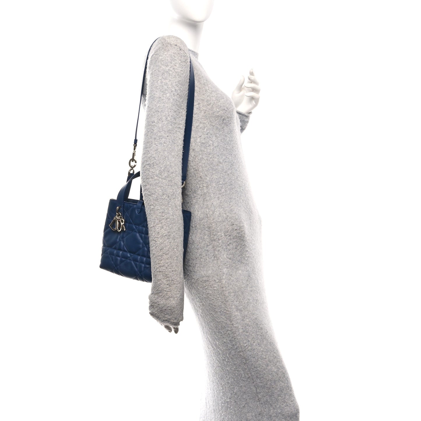 Calfskin Macrocannage Small Toujours Vertical Tote Ocean Blue
