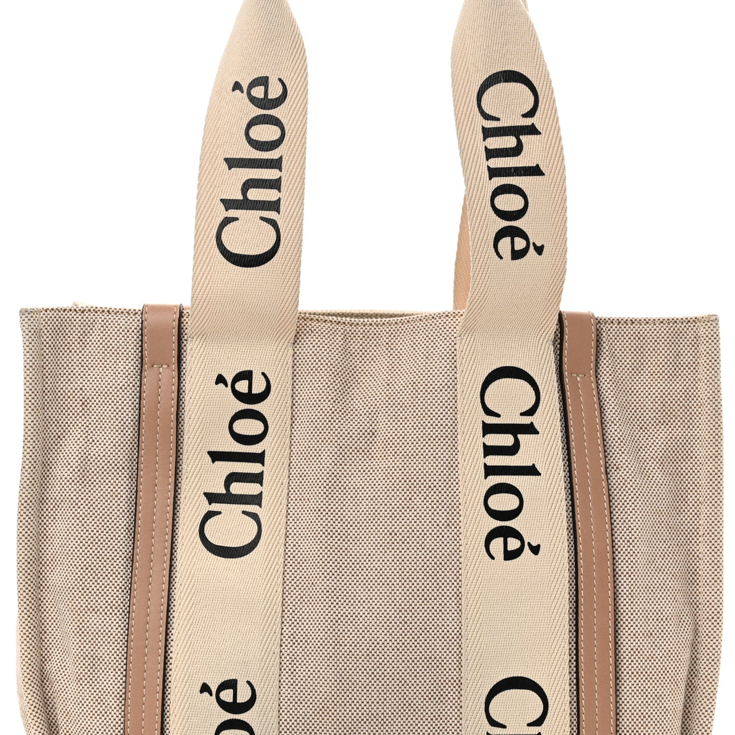 Linen Calfskin Medium Woody Ribbon Tote Argil Brown