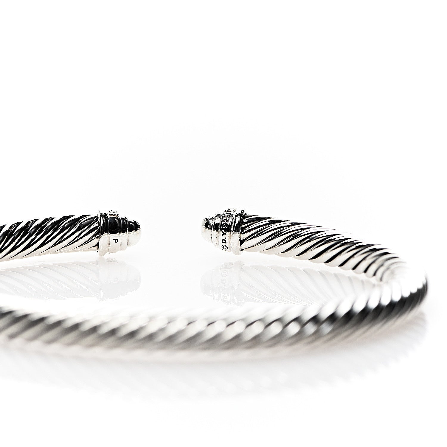 David Yurman Sterling Silver Diamond 5mm Cable Classics Dome Bracelet 3 of 4