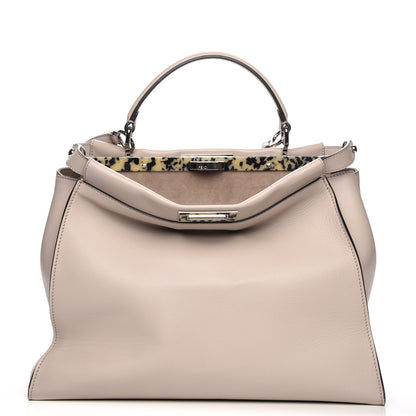 Fendi Vitello Seta Plexiglass Granite Large Peekaboo Iconic Satchel Polvere 1 of 9