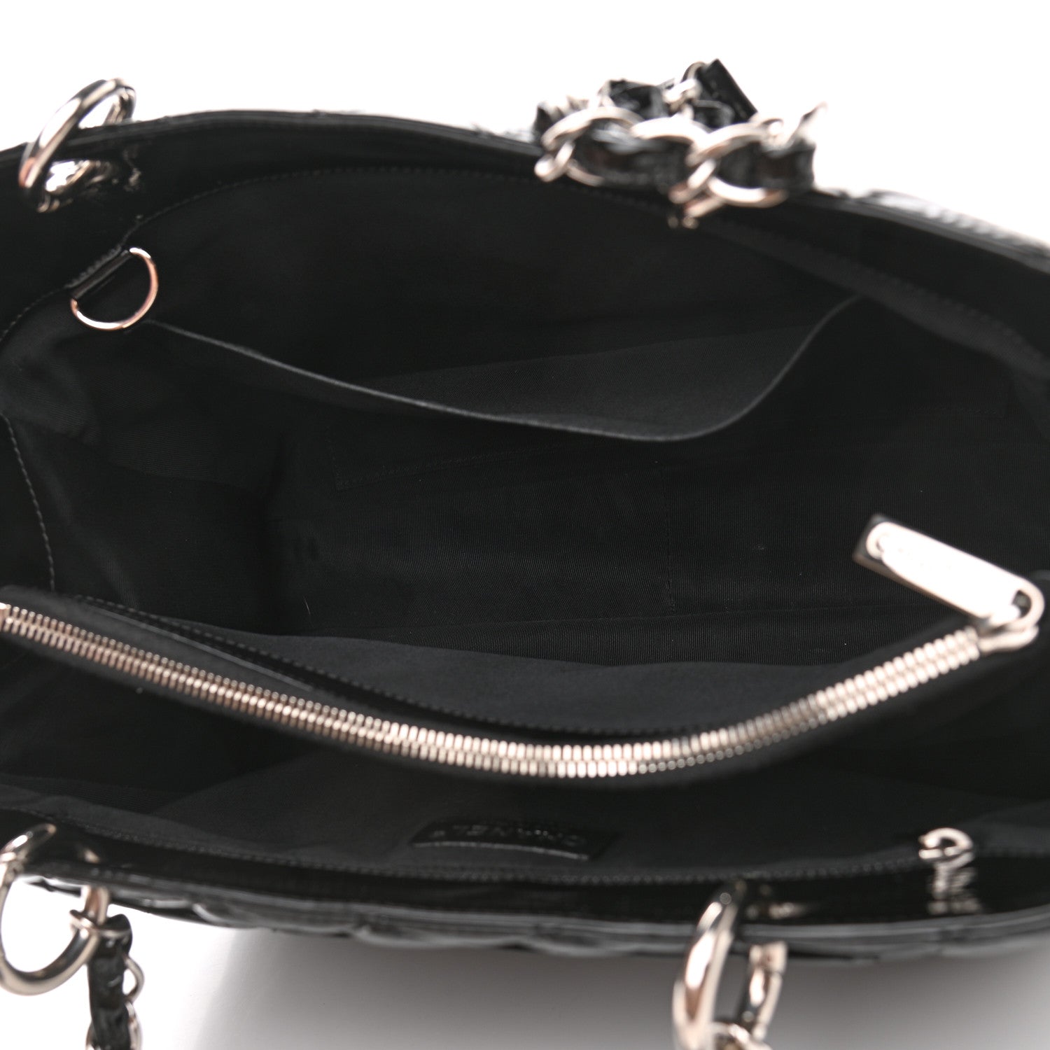 Chanel Patent Quilted Grand Shopping Tote GST Black 5 of 11
