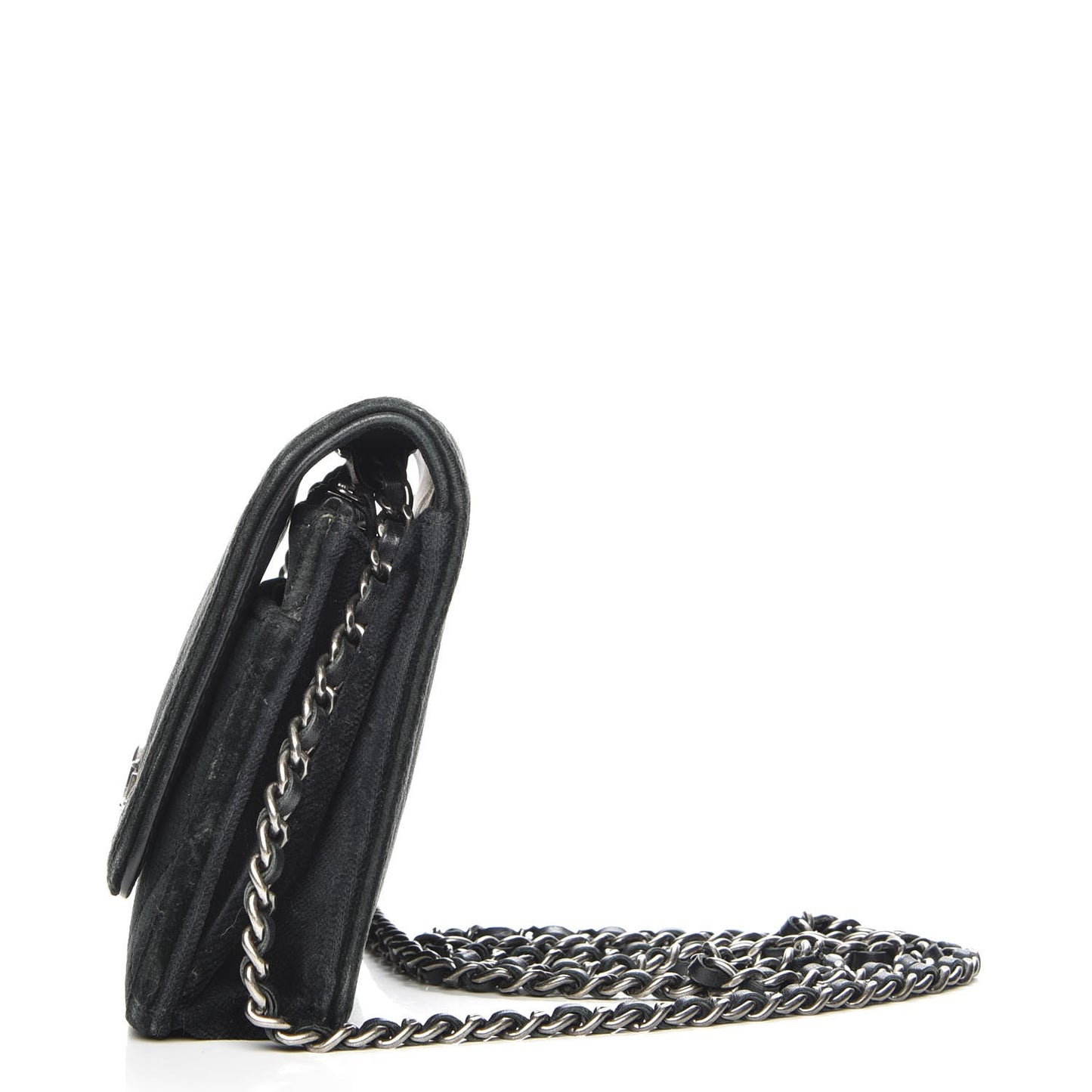 Velvet Quilted Boy Wallet On Chain WOC Black