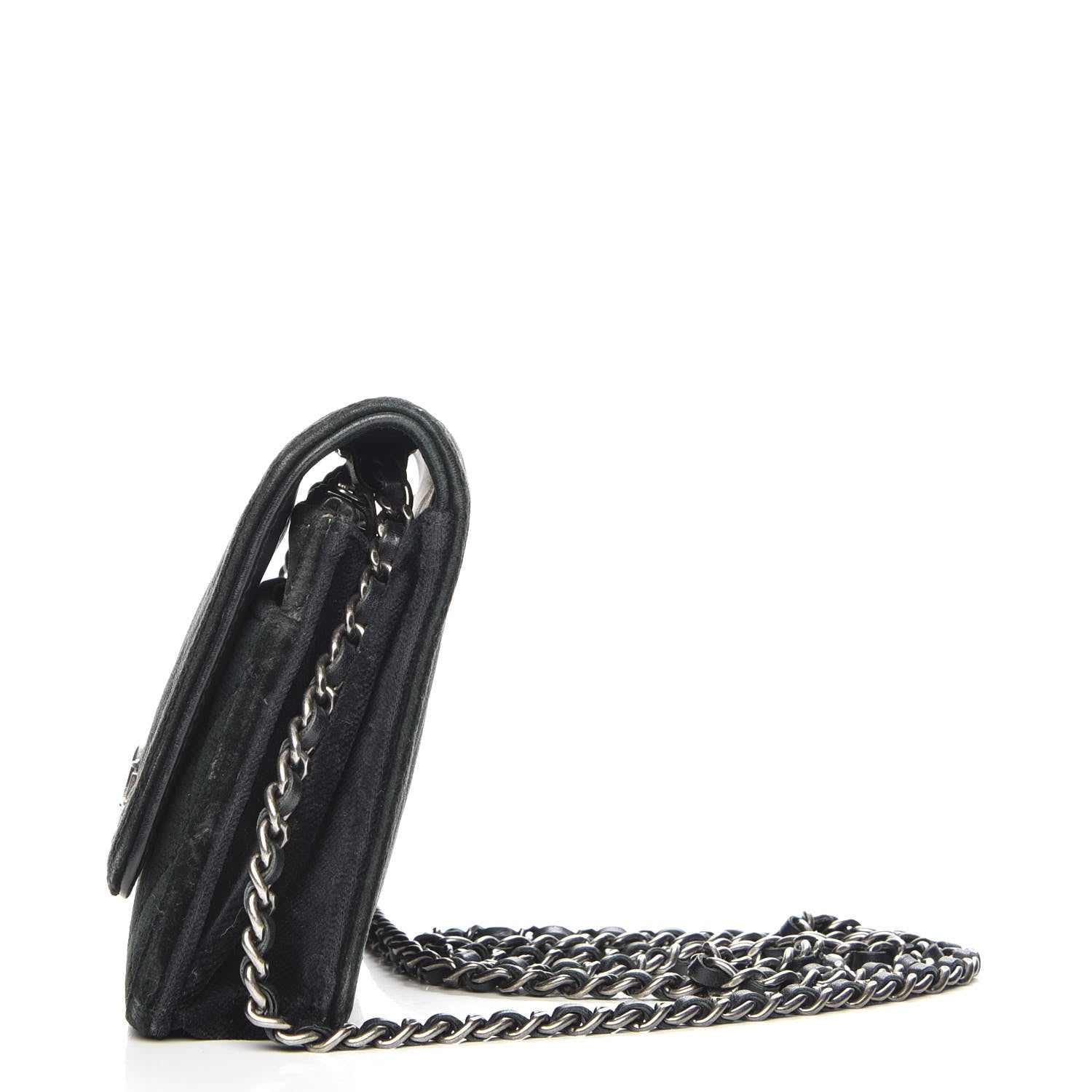Chanel Velvet Quilted Boy Wallet On Chain WOC Black 12 of 16