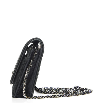 Chanel Velvet Quilted Boy Wallet On Chain WOC Black 12 of 16