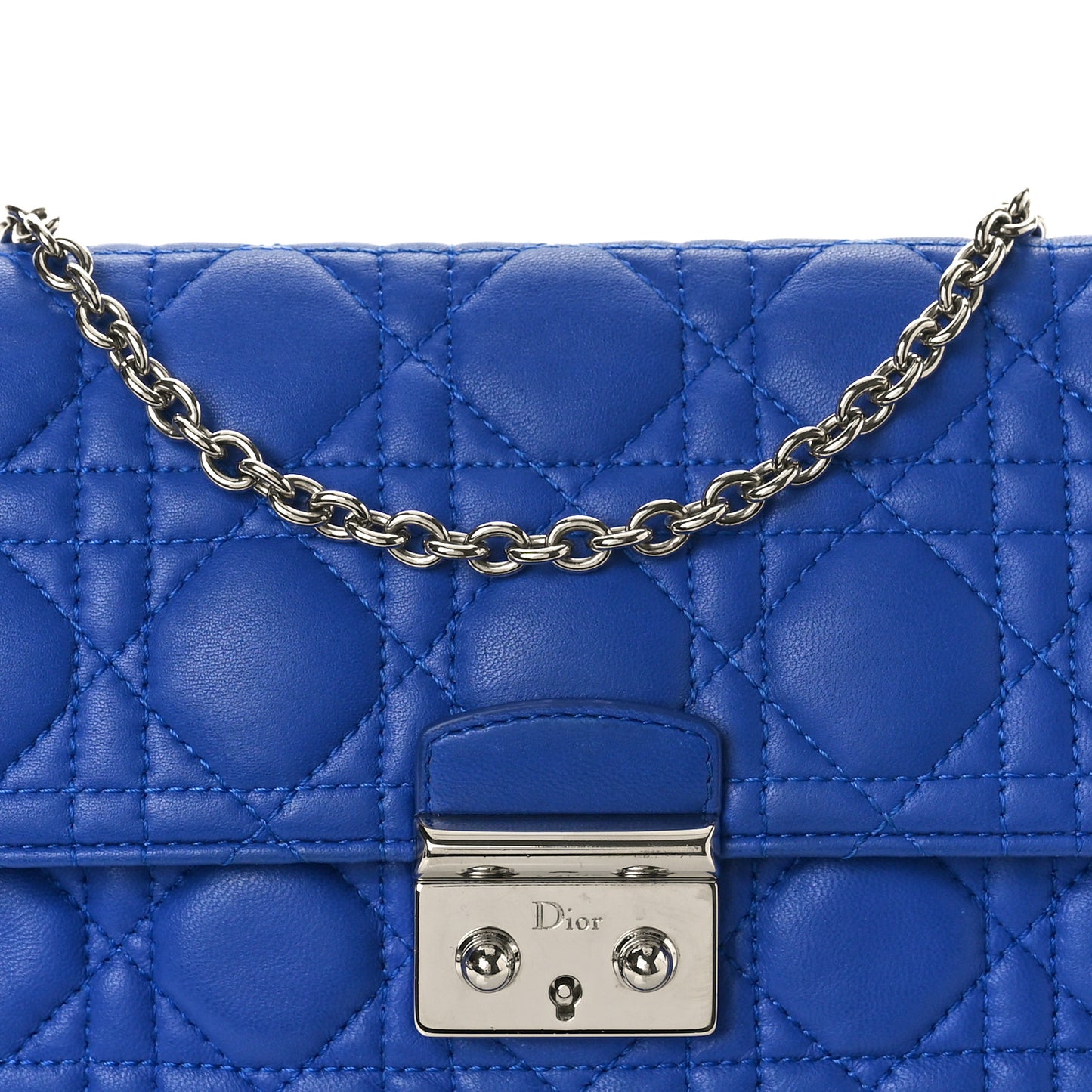 Lambskin Cannage Miss Dior Promenade Pouch Blue