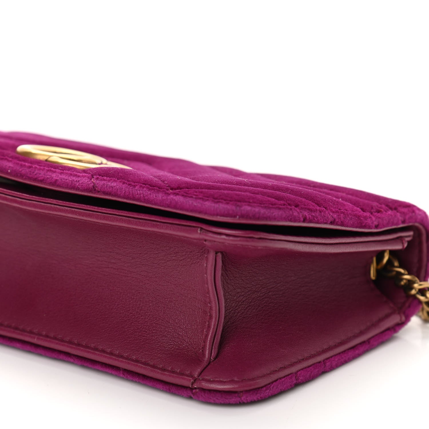 Gucci Velvet Matelasse GG Marmont Mini Bag Fuchsia Violet Cyclamen 9 of 11