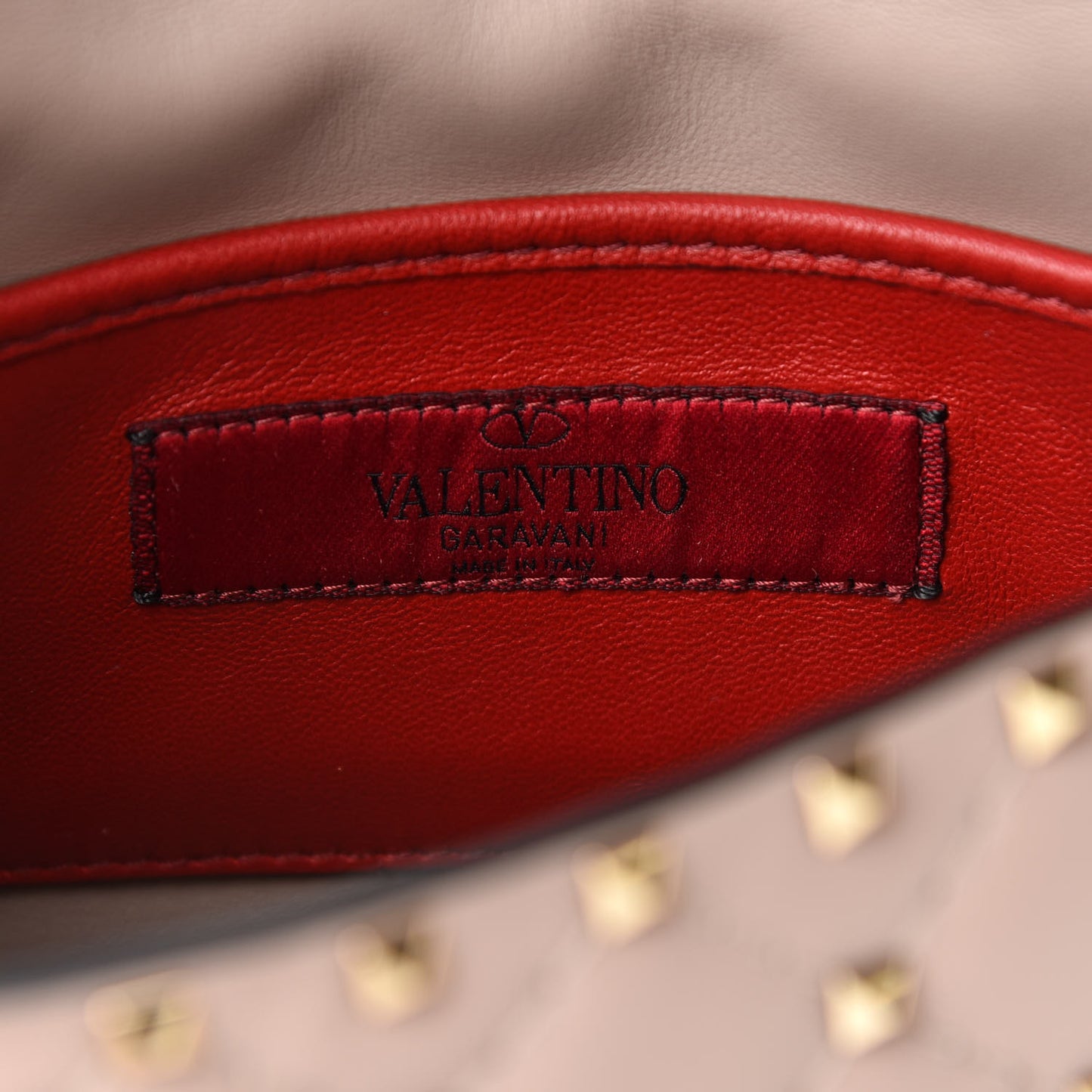 Nappa Small Rockstud Spike Shoulder Bag Poudre