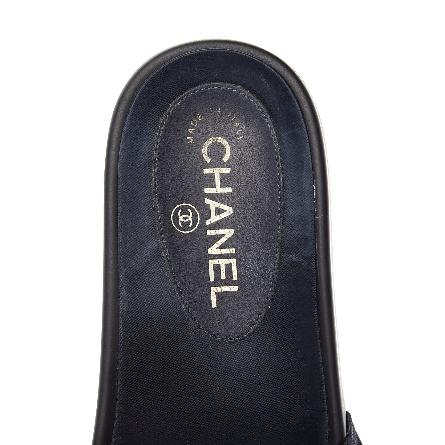 Canvas Chain Flat Sandals 38 Marine