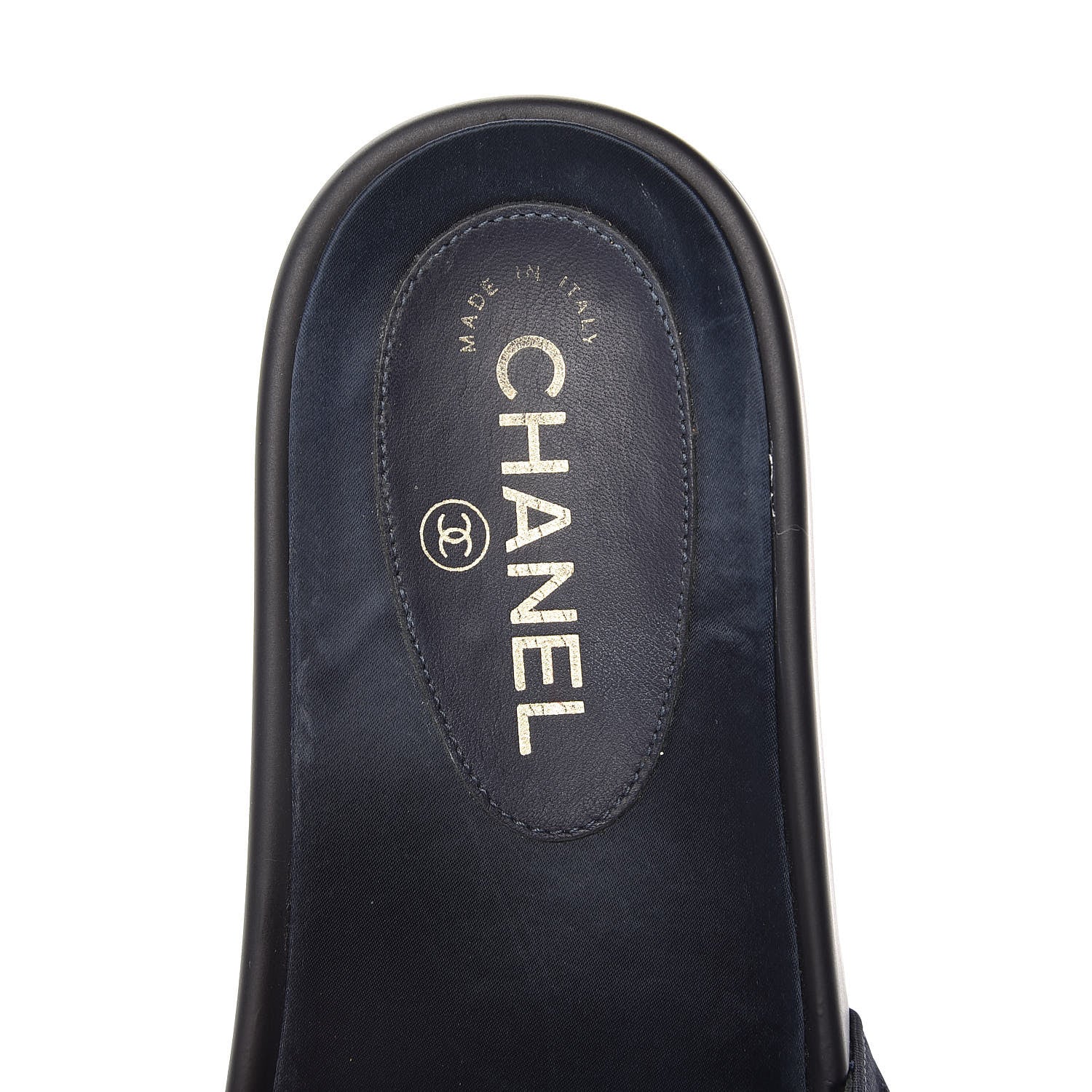 Chanel Canvas Chain Flat Sandals 38 Marine 7 of 11