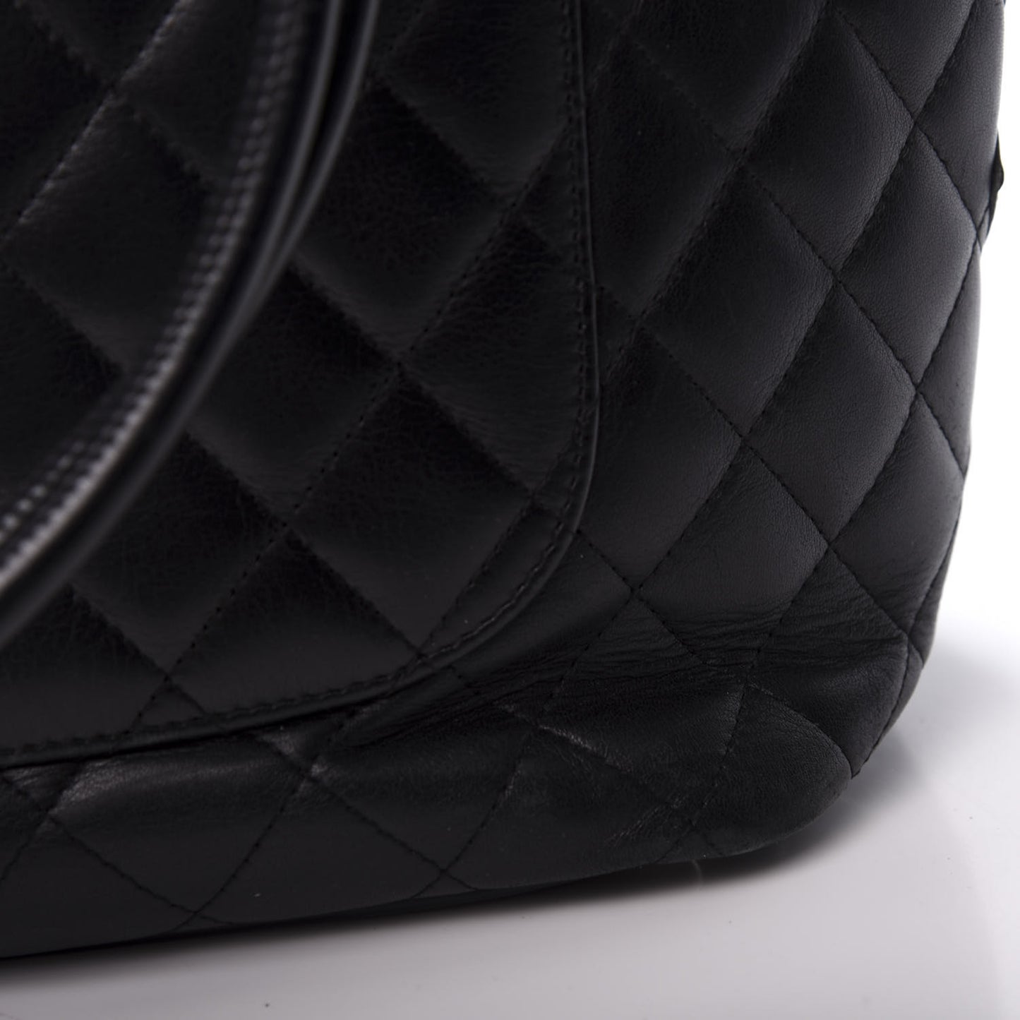 Calfskin Quilted Large Cambon Tote Black