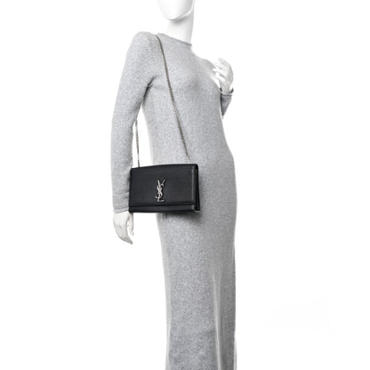 Saint Laurent Grain De Poudre Medium Classic Monogram Kate Satchel Black 2 of 15