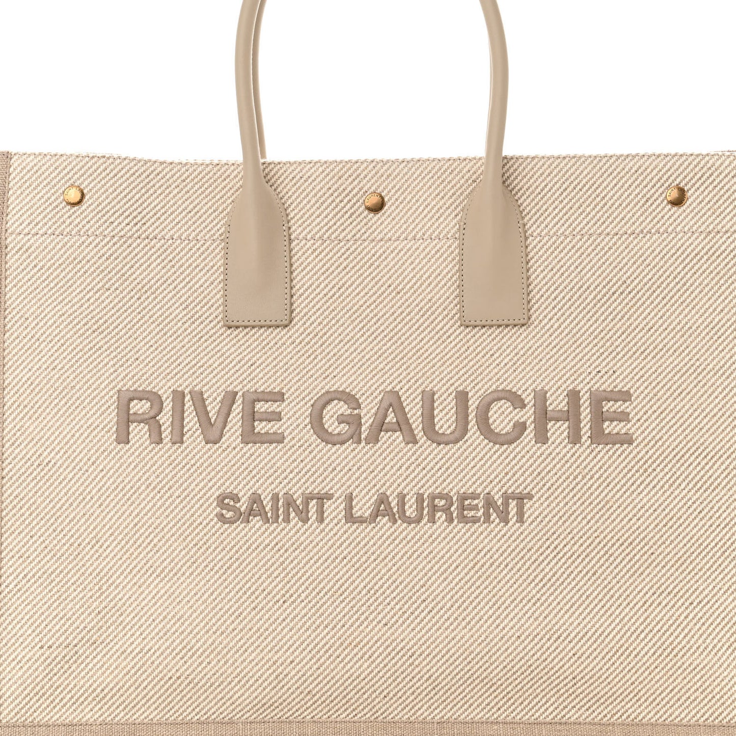 Linen Calfskin Rive Gauche Tote Beige Sea Salt