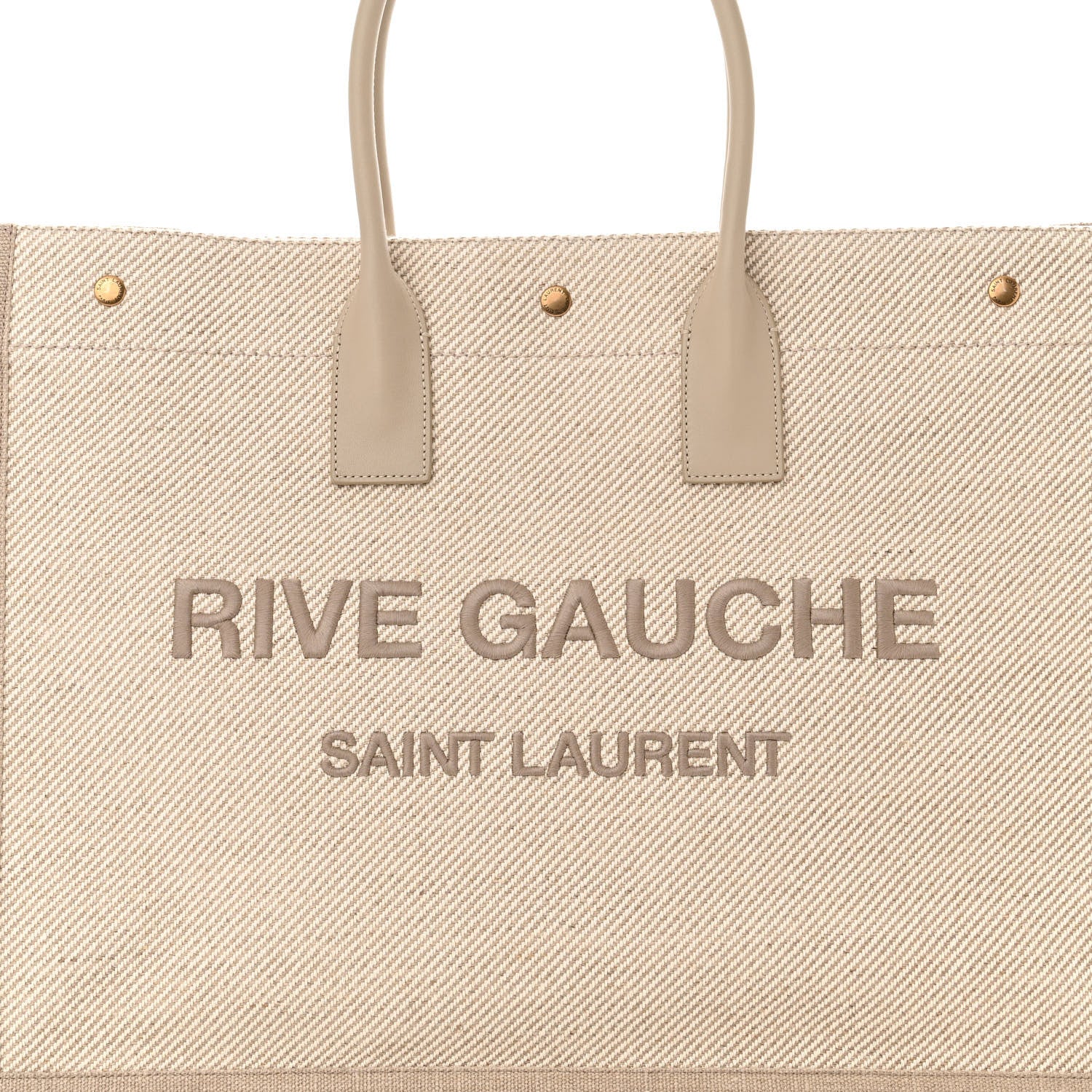 Saint Laurent Linen Calfskin Rive Gauche Tote Beige Sea Salt 7 of 9