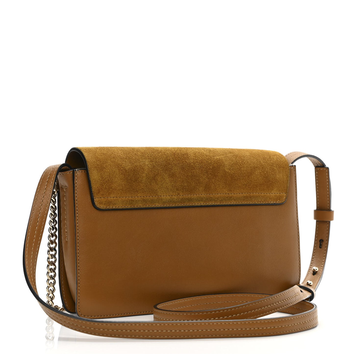 Suede Calfskin Small Faye Shoulder Bag Mustard Brown
