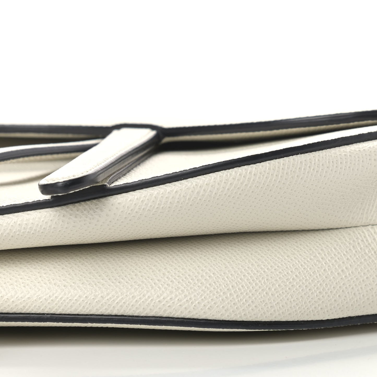 Grained Calfskin Saddle Bag White