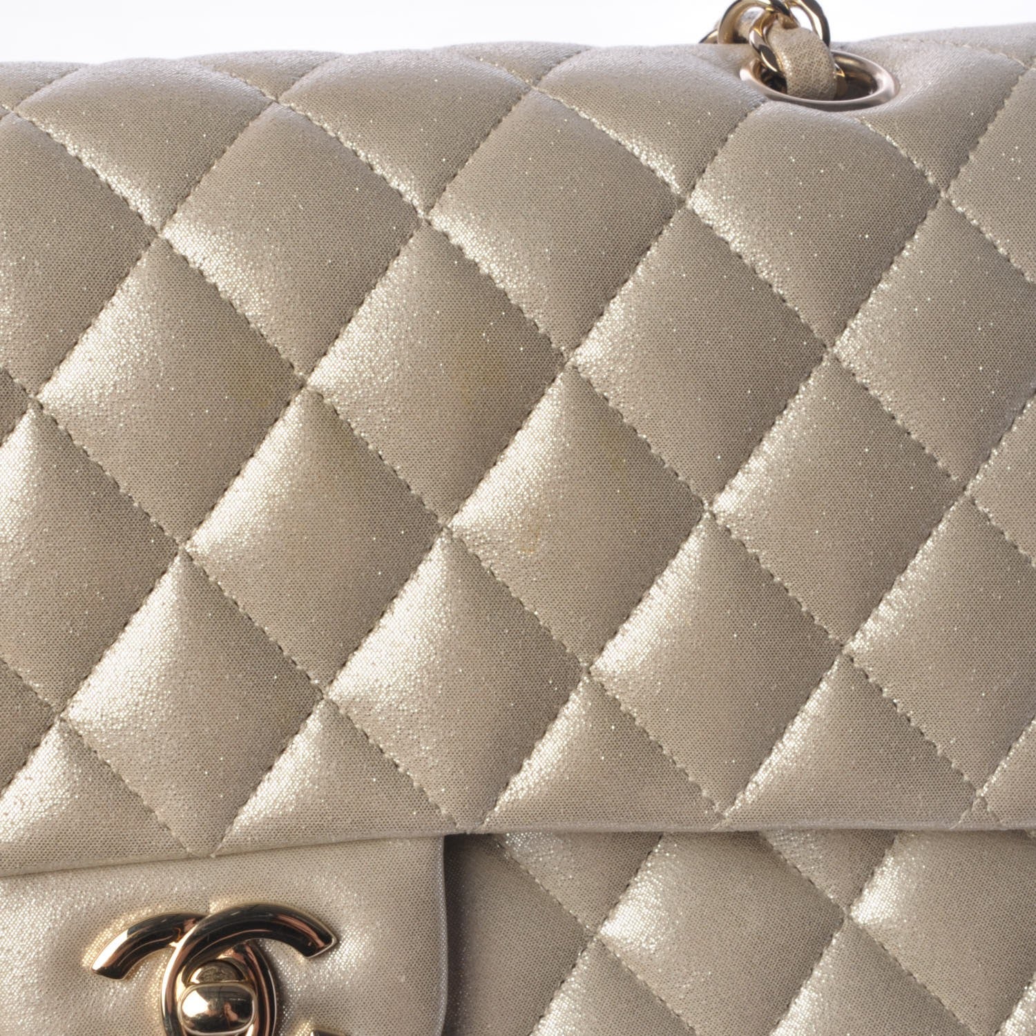 Chanel Iridescent Calfskin Medium Double Flap Light Gold 11 of 13