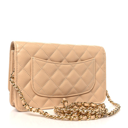 Chanel Caviar Quilted Wallet on Chain WOC Beige 3 of 12
