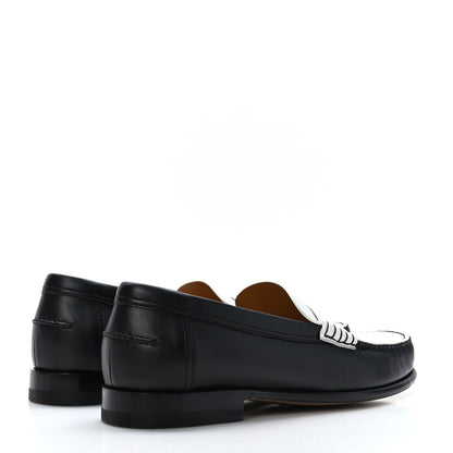 Hermes Calfskin Womens Kennedy Loafers 37 Black White 4 of 9