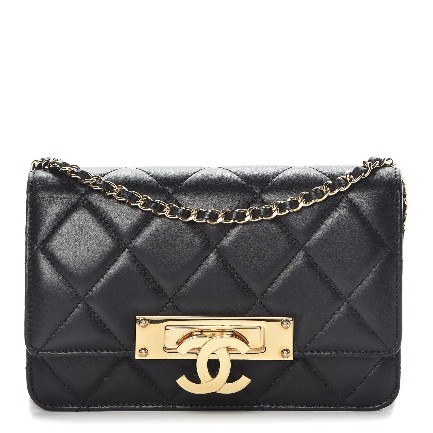 Chanel Lambskin Quilted Golden Class Wallet on Chain WOC Black 1 of 9