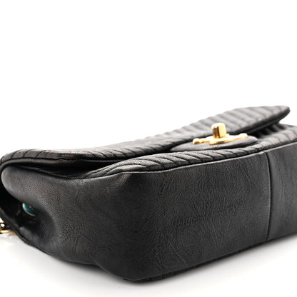 Chanel Calfskin Surpique Chevron Small Flap Black 9 of 10