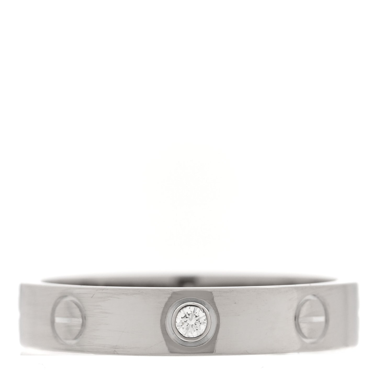 18K White Gold Diamond 3.5mm LOVE Wedding Band Ring 55 7.25