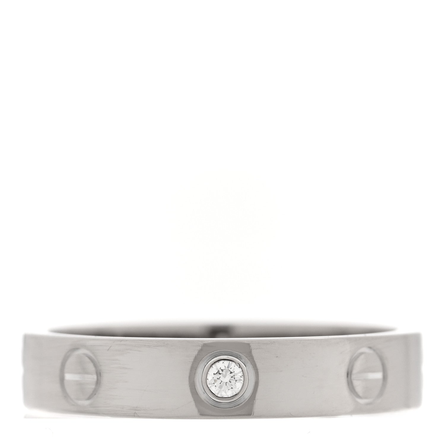 Cartier 18K White Gold Diamond 3.5mm LOVE Wedding Band Ring 55 7.25 1 of 4