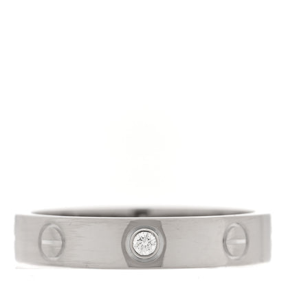 Cartier 18K White Gold Diamond 3.5mm LOVE Wedding Band Ring 55 7.25 1 of 4