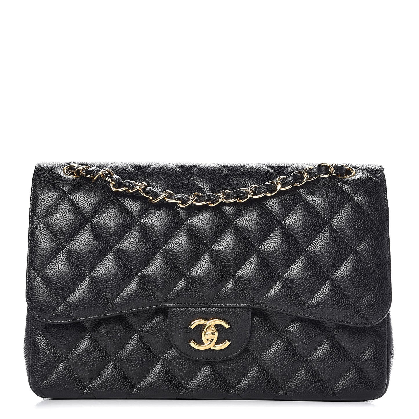 Caviar Quilted Jumbo Double Flap Black