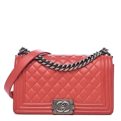Chanel Calfskin Quilted Medium Boy Flap Red 1 of 15