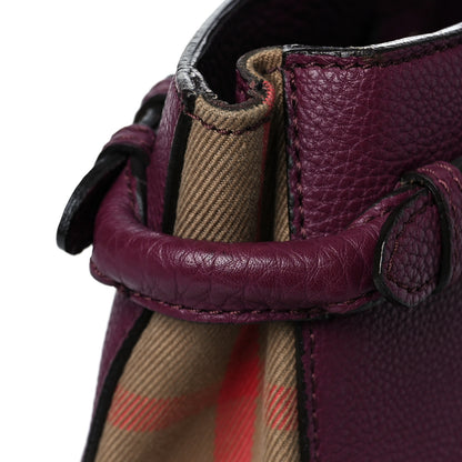 Burberry Grainy Calfskin House Check Small Banner Tote Mahogany Red 19 of 22