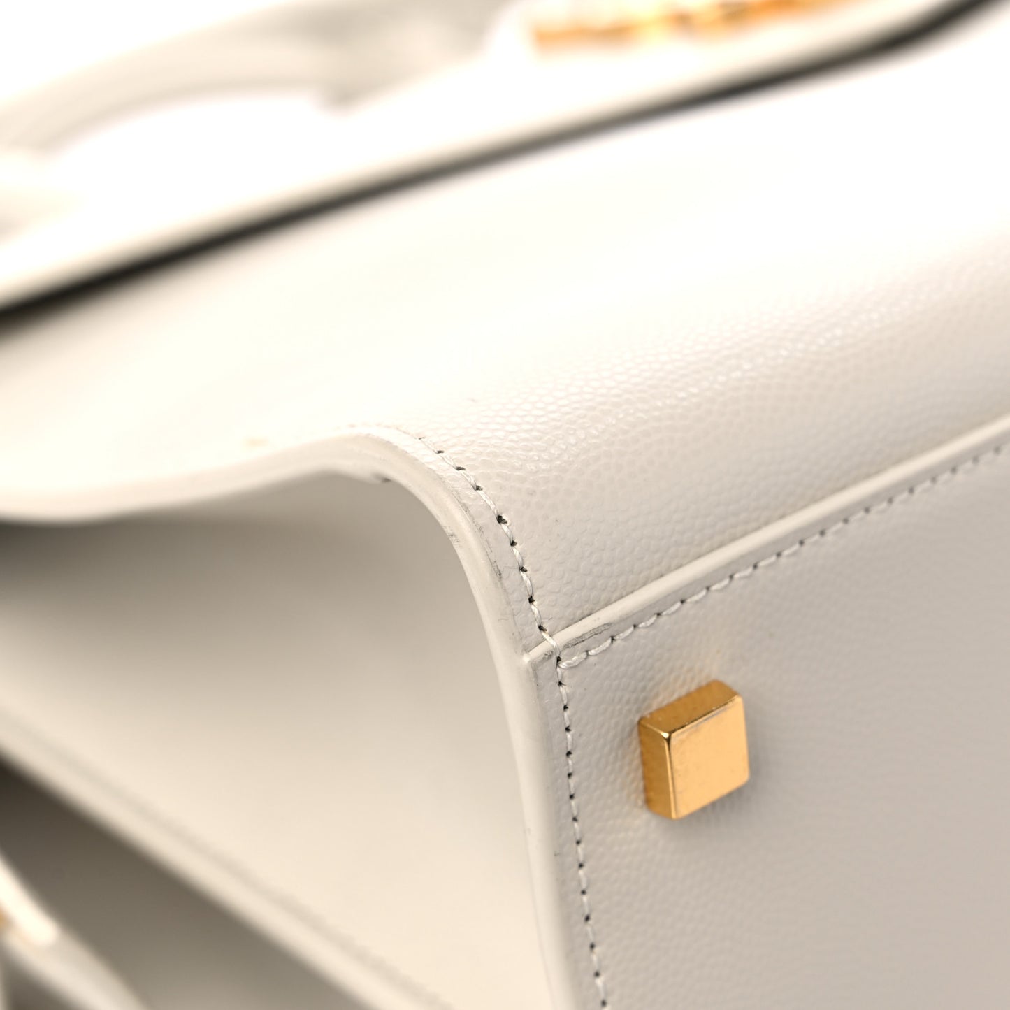 Shiny Calfskin Medium Uptown Tote White