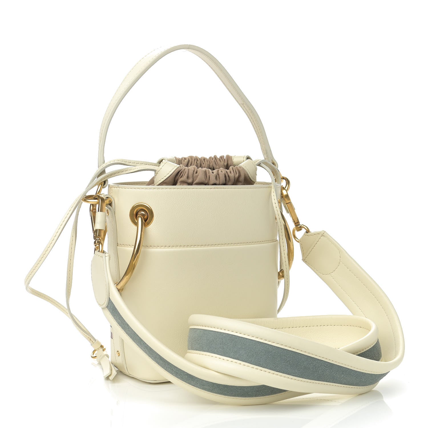 Chloe Smooth Calfskin Logo Mini Roy Bucket Bag Natural White 2 of 10