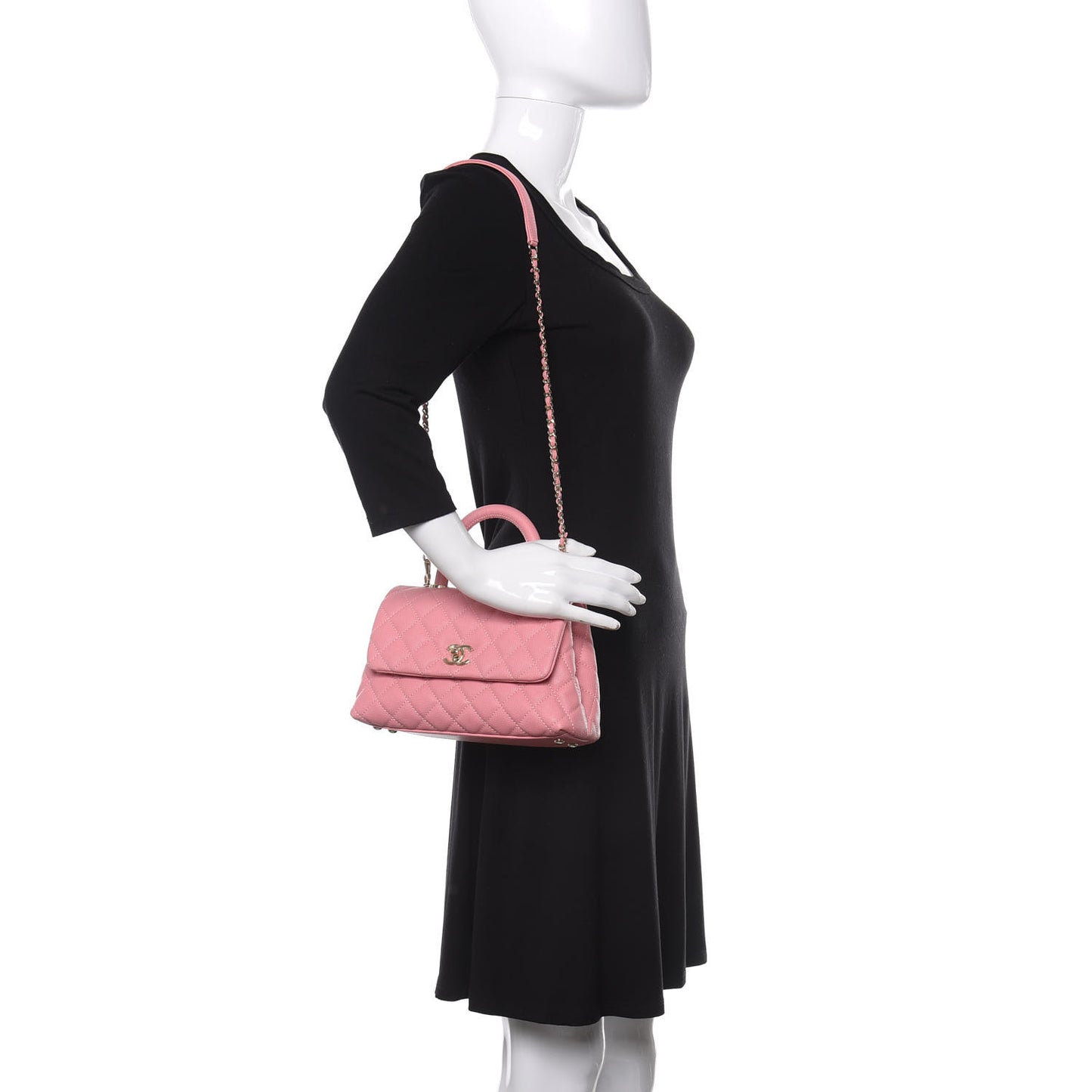 Caviar Quilted Mini Coco Handle Flap Pink