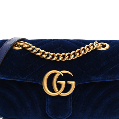 Gucci Velvet Matelasse Mini GG Marmont Shoulder Bag Cobalt Blue 8 of 10