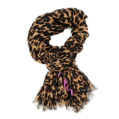 Louis Vuitton Cashmere Silk Leopard Stole Brown 1 of 9