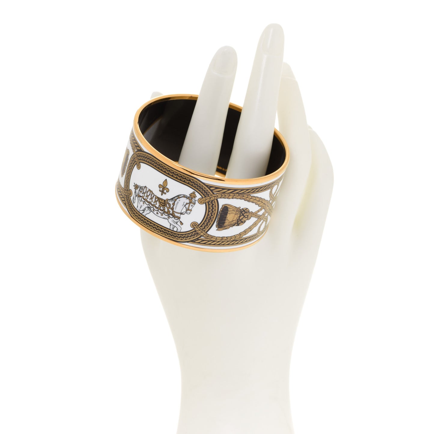 Enamel Printed Grand Apparat Extra Wide Bracelet 65 White