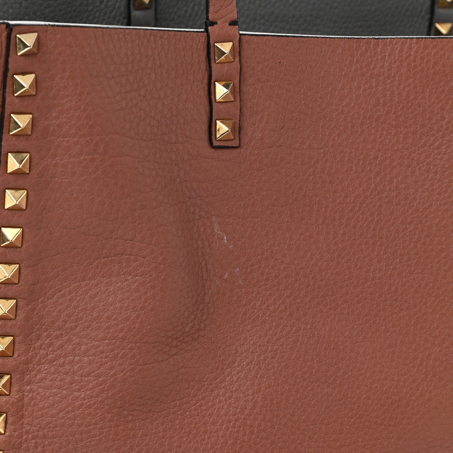 Grained Calfskin Medium Rockstud Reversible Tote Dark Rose Grey