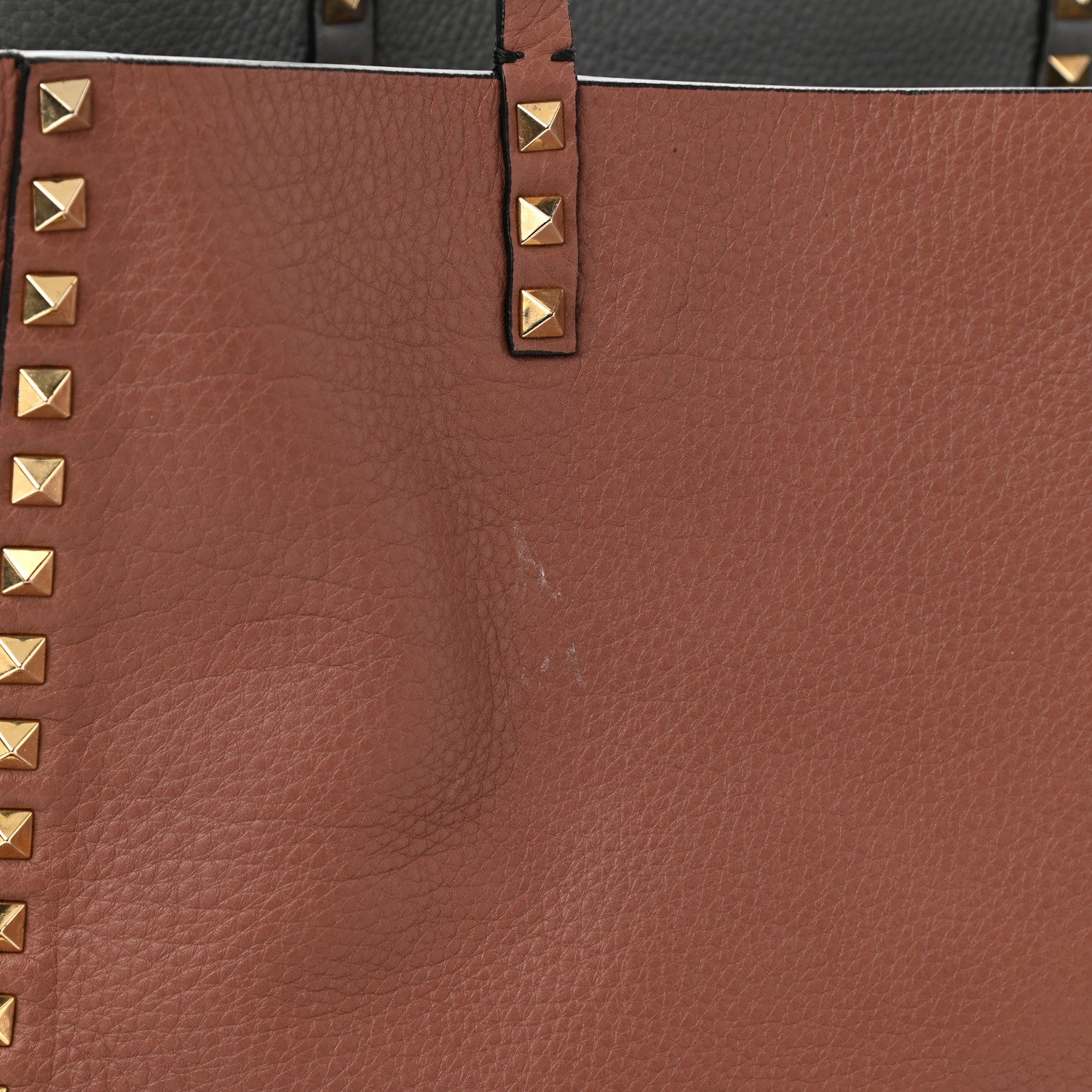Valentino Garavani Grained Calfskin Medium Rockstud Reversible Tote Dark Rose Grey 14 of 22