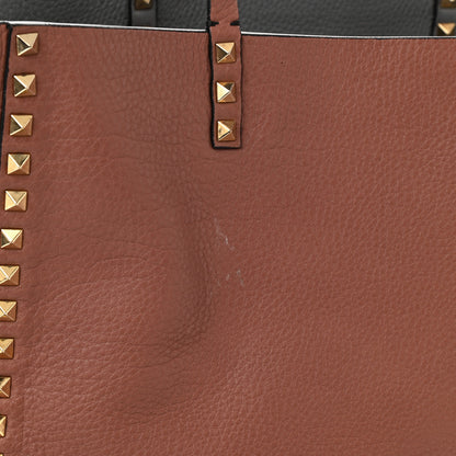 Valentino Garavani Grained Calfskin Medium Rockstud Reversible Tote Dark Rose Grey 14 of 22