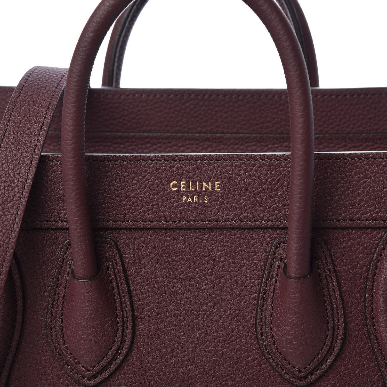 Celine Drummed Calfskin Nano Luggage Dark Wine 10 of 12