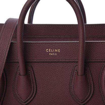 Celine Drummed Calfskin Nano Luggage Dark Wine 10 of 12