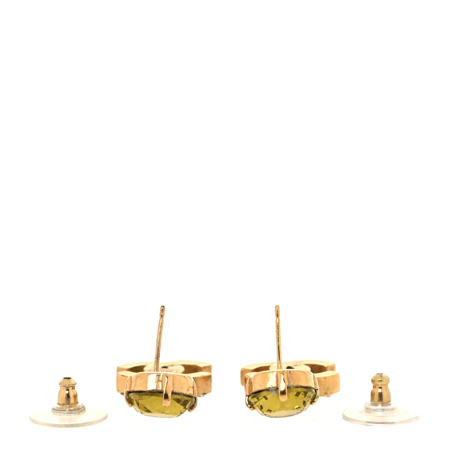 Crystal Pearl CC Drop Earrings Yellow Gold