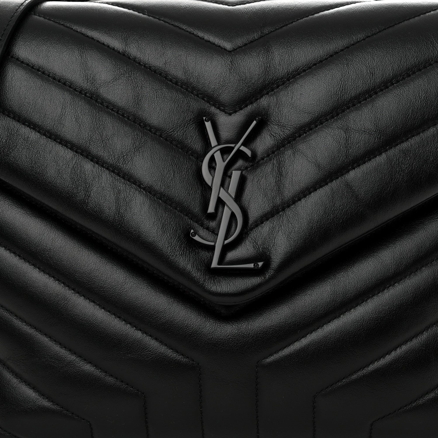 Saint Laurent Calfskin Y Quilted Monogram Monochrome Medium Loulou Chain Satchel Black 8 of 10