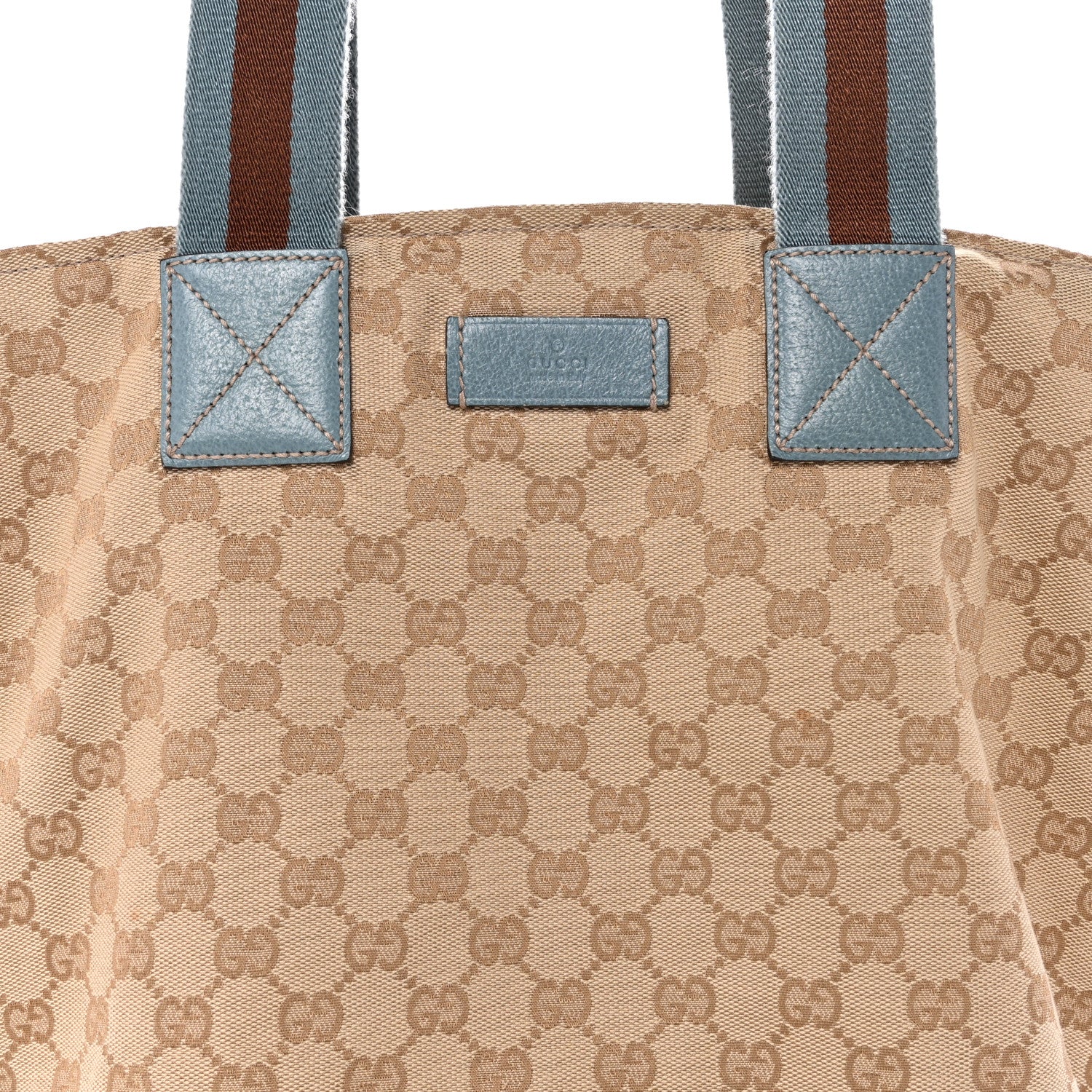 Gucci GG Monogram Large Web Handle Bucket Tote Blue 1904392