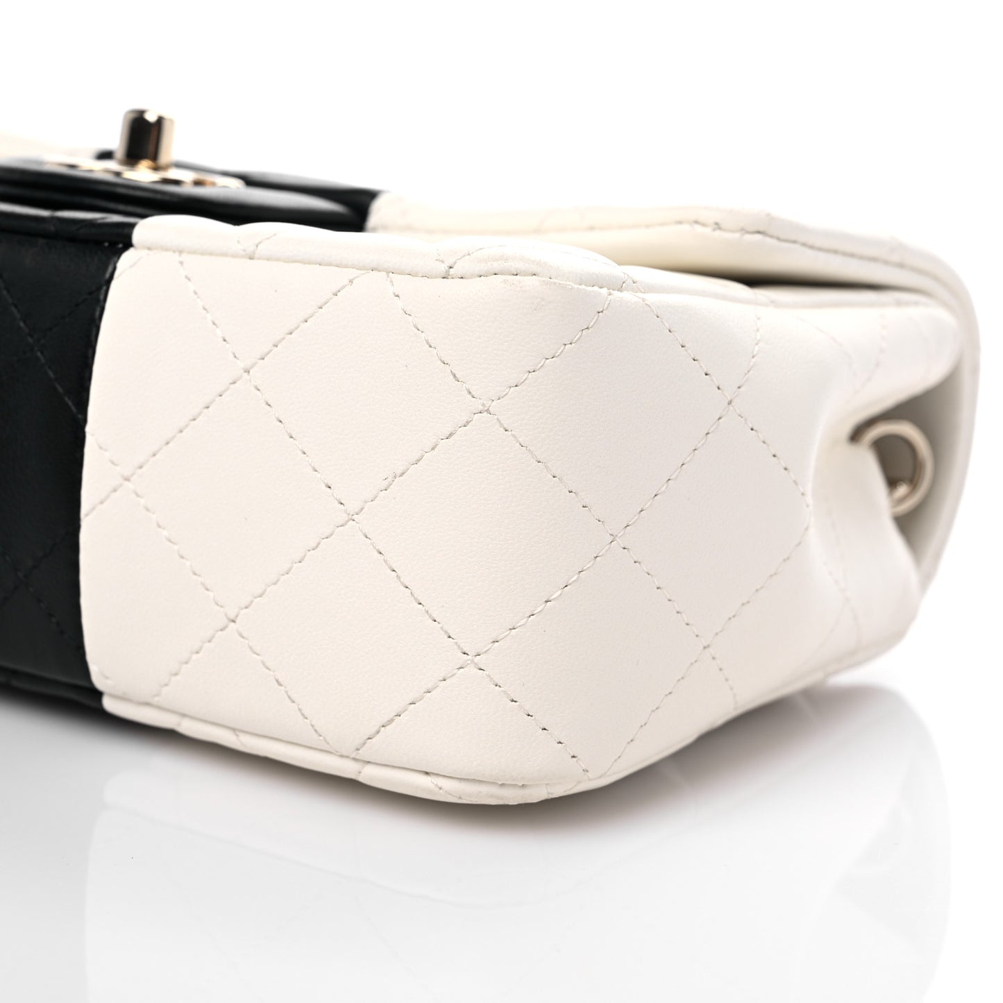 Lambskin Quilted Mini Rectangular Flap White Black