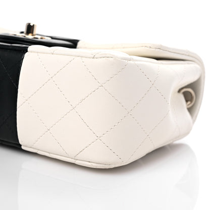 Chanel Lambskin Quilted Mini Rectangular Flap White Black 9 of 10